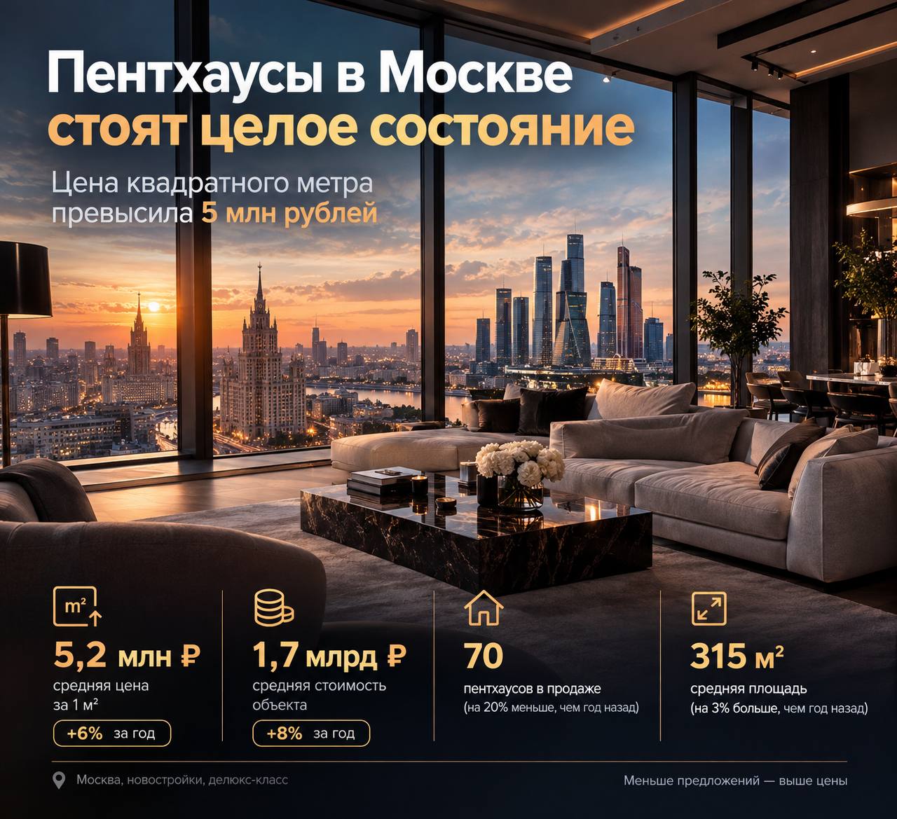 Пентхаусы в Москве стоят целое состояние Пентхаусы в Москве стоят целое состояние